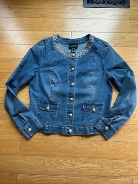 Joseph Ribkoff Embellished Blue Jean Jacket